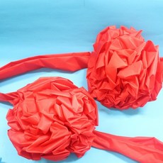 剪綵彩球 大紅色尼龍緞布 剪綵用綵球 直徑27cm, 1個, 一組入