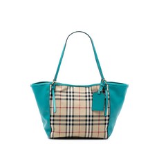 버버리 중고 2000-2017 스몰 헤이마켓 체크 캔버스 앤 레더 캔터버리 토트 백