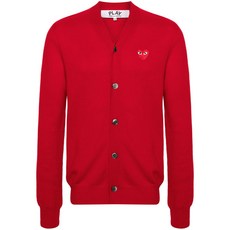 꼼데가르송플레이 로고 아플리케 울 가디건