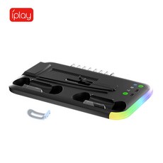 iplay PS5 SLIM/PRO 散熱充電座 RGB光效 雙手把充電, 黑色, 1個, IPLAY P5pro/P5slim多功能底座附RGB