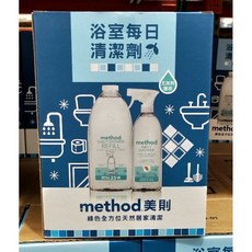 method 美則 浴室每日清潔劑 828毫升+2公升補充 尤加利薄荷, 1個, 一組價