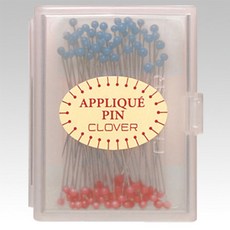 可樂牌Clover 日本原廠現貨 耐熱極細0.4mm貼布縫專用紅藍珠針 長25mm 約90支, 1個