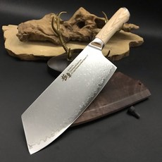 職匠 大馬士革67層 V金10鋼芯 中式片刀 菜刀 刃長19.5cm 含胡桃木刀鞘!, 1個