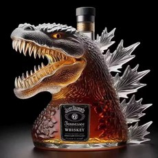 創意動物造型威士忌醒酒器 玻璃酒瓶擺件 哥吉拉 法鬥 老鷹 鴨子設計, 1個, 威士忌醒酒器( 哥吉拉 )
