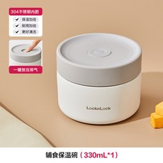 樂扣樂扣 輔食保溫碗 304不銹鋼 530mL, 1個, 奶昔白-330ml