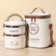 SNOOPY 史努比 不鏽鋼 雙層 便當盒 套組 1800ML, 1個
