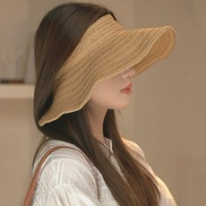 夏季大檐防曬空頂遮陽草帽女沙灘度假可摺疊