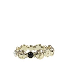 샤넬 중고 2019 골드 도금 모조 펄 레진 CC 커프 뱅글 코스튬 브레이슬릿