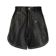 필립플레인 스터드 장식 가죽 핫팬츠