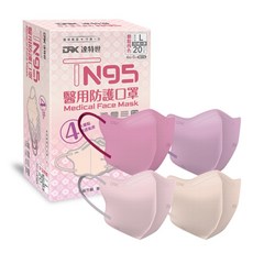 【DRX 達特世】TN95醫用3D口罩, 胭脂四色,成人L, 1個, 20片