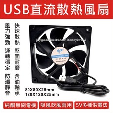 【附發票】USB 5V 散熱風扇 8公分 適用 寵物箱 機上盒 電腦 機箱, 80x80x25mm