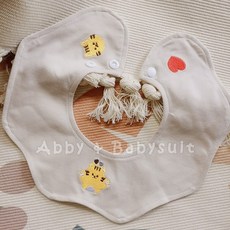 Abby & Babysuit 嬰幼兒花瓣刺繡圍兜 360度可旋轉設計, 1個, 3.小老虎