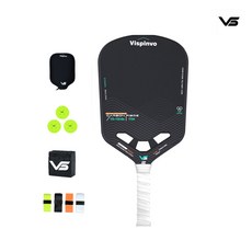 Vispinvo RS-YBV34 T700碳纖維 匹克球拍 控球旋轉單拍組 (含拍套、橡皮擦、綁帶、比賽球), Black, 1套