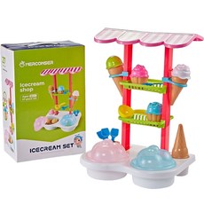 MERCONSER 冰淇淋店玩具組 27件裝, 108 - 27件套冰淇淋桌 中文包裝, 1400g, 1套