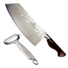 【金永利鋼刀】龍紋大馬士革鋼 蔬果料理尖切刀18cm 送鋅合金刨刀, 1個