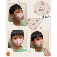 康丞Come Change POLI療癒動物系列 3D醫用口罩 舒適透氣 獨立包裝, 1個, 泰迪熊,幼幼
