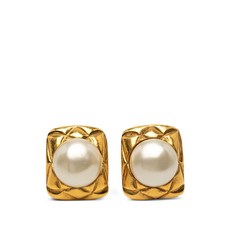 샤넬 중고 1970-1980 골드 도금 모조 펄 클립온 코스튬 이어링