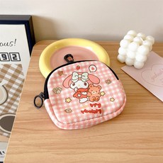 可愛迷你收納包 - 運動臂包 拉鏈布袋 零錢包 鑰匙包 - 數據線/充電器收納, 格纹美乐蒂, 1個