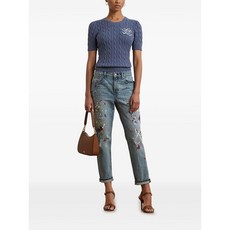 로렌랄프로렌 케이블 니트 반소매 스웨터