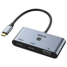 MOKIN 支援HDMI 4K@60Hz 及 VGA 1080P@60Hz, 1個, 3合1 HUB 多屏異顯