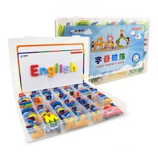 英文字母數字磁力貼 幼稚園字母數字認知教具, 1個, 紅藍2套大寫+6套小寫『加大底闆送卡片』