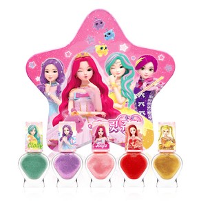 리틀블링 시크릿쥬쥬 별의여신 틴케이스 어린이 네일 5종 세트, 1개, 신디민트 + 스텔라퍼플 + 쥬쥬핑크 + 스피카레드 + 제니골드