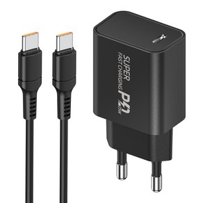 c타입 고속 충전기 25W PD3.0 PPS + C TO C 1.5M 100w 케이블 세트, 1세트, 블랙