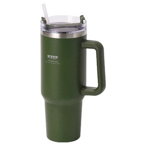 KEEP 캠핑 그랜디 핸들 대용량 스텐 빨대 워터 보틀 텀블러, 카키, 1개, 1.18L