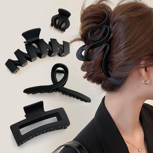 무식이네 시크블랙 무광 반묶음 올림머리 헤어 집게핀 5종 세트 A120