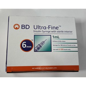BD울트라파인 1ml 인슐린 주사기 6mm 31G (100개입) 1박스, 1개