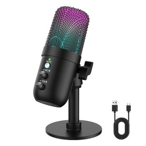 PANSHI 유선 USB 스탠드 콘덴서 게이밍 마이크 방송용 녹음용 MU1000, 블랙