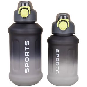 투데이리빙 2개 세트 그라데이션 대용량 텀블러 800ml + 1300ml 쉐이커볼 포함 휴대용 원터치 쉐이크통 운동 헬스 아이스 쥬스 워터 물통 물병, 1세트, 2100ml, R98514D(블랙+그레이