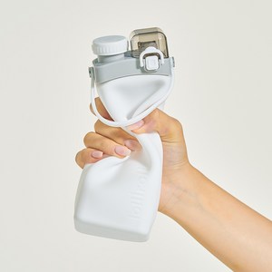 롤리롤 접이식 실리콘 물병, 화이트, 600ml, 1개