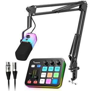 마오노 PD100X+G1 NEO 다이나믹 마이크 오디오 인터페이스 세트 스트리밍 방송용 게이밍용, G1 NEO블랙+PD100XS RGB
