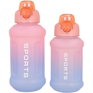 투데이리빙 2개 세트 그라데이션 대용량 텀블러 800ml + 1300ml 쉐이커볼 포함 휴대용 원터치 쉐이크통 운동 헬스 아이스 쥬스 워터 물통 물병, 1세트, 2100ml, R98514C(핑크+퍼플