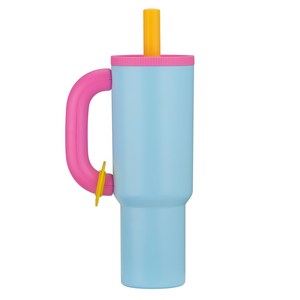 AISOUL 대용량 차량용 스텐 텀블러 빨대 손잡이 진공 304 메가쿨 텀블러, 1개, 1200ml, 블루