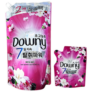 다우니 7일 지속 탈취파워 고농축 섬유유연제 리필 목련과 베리 + 목련과 베리 200ml 증정, 1개, 1.6L