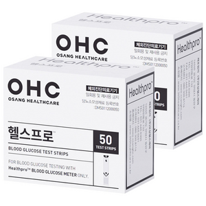 오상헬스케어 헬스프로 혈당 시험지, 2개, 50개입