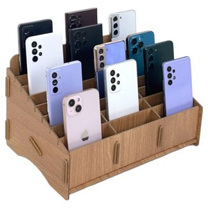 올지 우드 핸드폰보관함 휴대폰 보관함 수거함 정리 수납 학원 학교 회사, 24칸, 브라운, 1개