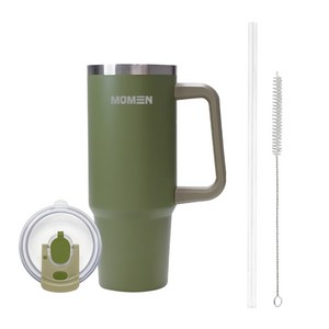 모멘빅터텀블러 대용량텀블러 손잡이 빨대 진공, 900ml, 밀리터리카키, 1개