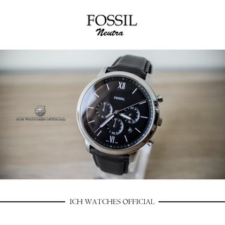 FOSSIL NEUTRA FS5381 男士棕色皮革錶帶米色錶盤計時手錶