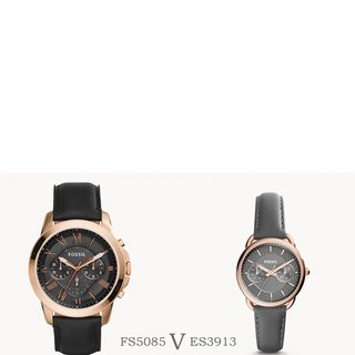 美國FOSSIL 情侶對錶搭配款,皮革錶帶,玫瑰金錶殼,男女對錶,時尚情侶錶