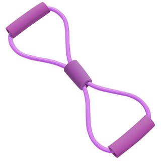 多功能8字彈力帶拉力繩 10磅 20磅 (健身彈力繩 / 瑜珈繩伸展帶 / 輕健身輔 / 阻力帶 / 居家減肥瑜伽), 紫色, 1個