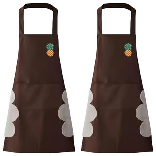 家用防水防油可擦手圍裙 帶擦手巾 大容量口袋 PVC材質, 款式隨機, 2件