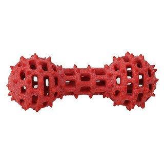 DoggyMan 多格漫 犬用益智橡膠玩具, 紅色啞鈴, 1個