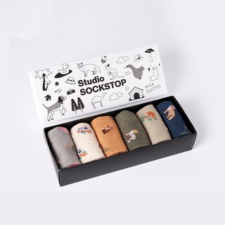 STUDIO SOCKSTOP 女性迷你動物休閒襪 6雙入 襪子禮品組 禮物組