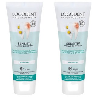 LOGONA LOGODENT 植萃舒敏護理牙膏 適用於敏感疼痛的牙齒和牙齦 舒緩 純素, 75ml, 2條