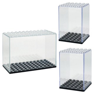 Time Leisure 可堆疊積木透明展示盒/公仔模型收納盒 小 2個 + 大, 1組