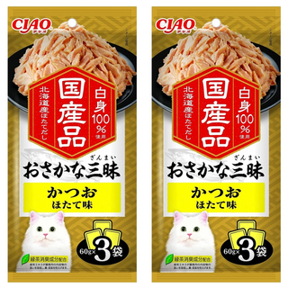 INABA CIAO 啾嚕 豪華魚三昧餐包, 鰹魚 + 干貝, 180g, 2袋