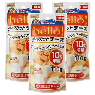 DoggyMan 多格漫 犬用Hello角切塊 零食, 起司, 110g, 3包